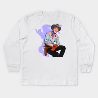 Roy Rogers - An illustration by Paul Cemmick Kids Long Sleeve T-Shirt